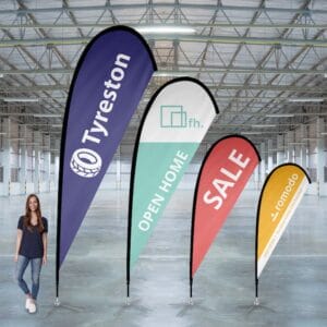 Teardrop Flags |200cm x 60cm Flag with 300cm Pole and Base